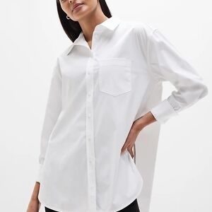 Athleta White Casual Button Down Shirt